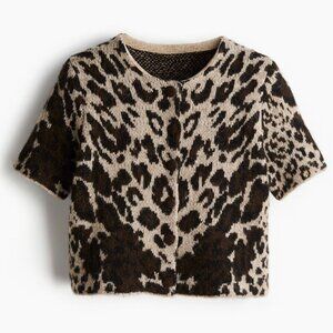 H&M Jacquard-Knit Short-Sleeve Cardigan